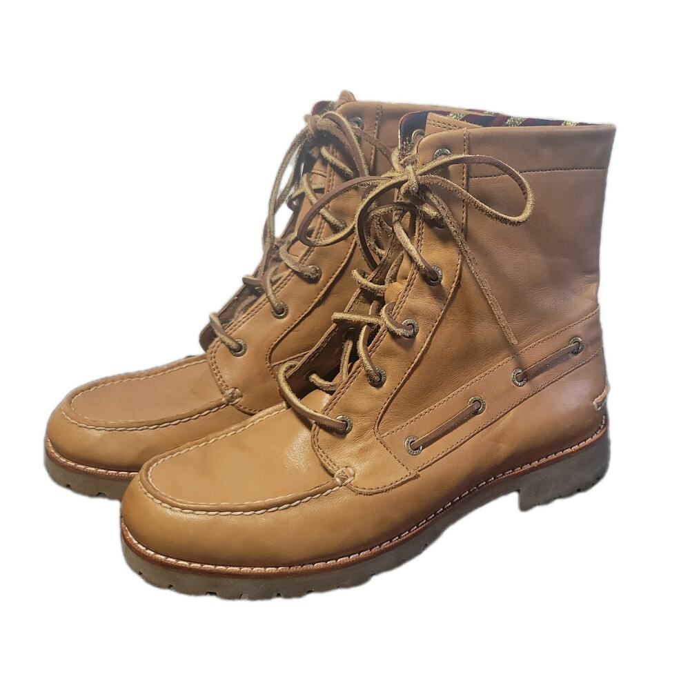 Sperry Top-sider Women's Saddlebrook Leather Boots, Cognac Brown, Size 7.5 US